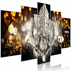 Paris Prix Tableau 5 Panneaux Buddha's Philosophy Silver Wide 100 x 200 cm