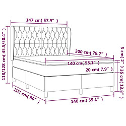 vidaXL Sommier à lattes de lit avec matelas Gris foncé 140x200cm Tissu pas cher