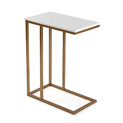 Versa Table d'appoint pour le salon, la chambre ou la cuisine Padua 46x26x61cm,Bois et métal, Or et blanc