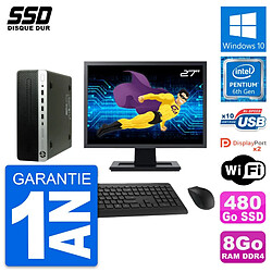 PC HP ProDesk 600 G3 SFF Ecran 27" Intel G4400 RAM 8Go SSD 480Go Windows 10 Wifi · Occasion 