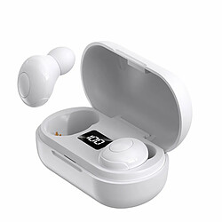 T8 Mini Casque Sans Fil Stéréo Bluetooth 5.1 Tws Sport Écouteurs Puissance Affichage Numérique Écouteur Blanc