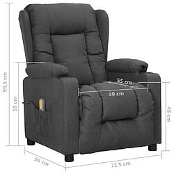 vidaXL Fauteuil de massage inclinable Gris foncé Tissu pas cher