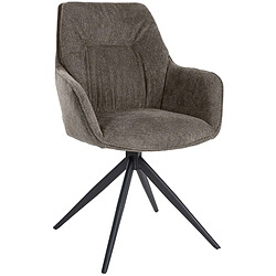 Decoshop26 Chaise de salle à manger pivotant avec accoudoirs x1 en tissu gris foncé et piètement en métal noir 10_0002043 