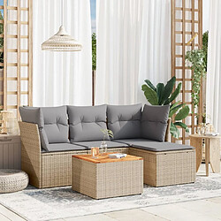 Maison Chic Salon de jardin avec coussins 5 pcs | Ensemble de Table et chaises | Mobilier d'Extérieur beige résine tressée -GKD75885