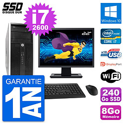 PC Tour HP 6300 CMT Ecran 22" Intel i7-2600 RAM 8Go SSD 240Go Windows 10 Wifi · Occasion 