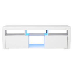 ComfortXL Meuble Tv Blanc Laqué Moderne De 140 Cm Avec Éclairage Led