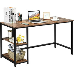 Wevalley Bureau d'ordinateur, Table de Bureau avec étagère à 2 niveaux à gauche ou à droit, 120 x 55 x 73cm - Marron Rustique & Noir 