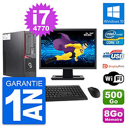 PC Fujitsu E720 DT Ecran 22" Intel i7-4770 RAM 8Go Disque 500Go Windows 10 Wifi - Occasion