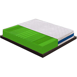 Materassi&Doghe Matelas 160x200 "H3"en mousse à 7 zones différenciées 20 cm Poids maximum 110 kg par carré