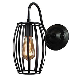 Universal Vin LED Lampe murale Loft Applique industrielle pour fusée décélérée Noir E27 Fer Simple Abat-jour Cage Garde Applique murale pour éclairage intérieur (J) 