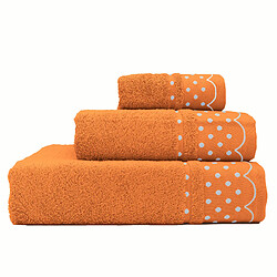 Lot de 3 Serviettes de Bain 100% Coton Éponge 450g Absorbants 3 Tailles, Orange, , Orange, Briebe, Polka Dots