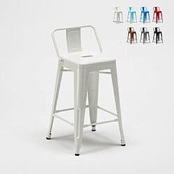 Ahd Amazing Home Design Tabouret Tolix industriel en acier avec dossier métallique bar cuisine Steel Top, Couleur: Blanc 