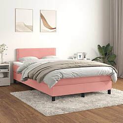 vidaXL Sommier à lattes de lit avec matelas Rose 120x200 cm Velours