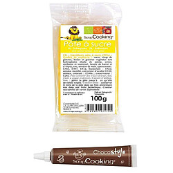 Scrapcooking Stylo chocolat + Pâte à sucre jaune 100 g