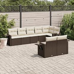 vidaXL Salon de jardin 8 pcs avec coussins marron résine tressée 