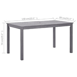 vidaXL Table de jardin Délavage gris 140x80x74 cm Bois d'acacia massif pas cher