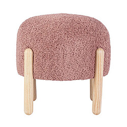 Mes Tabouret rond 45x45x38 cm en tissu bouclette rose - STERCK