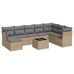 Maison Chic Salon de jardin avec coussins 9 pcs | Ensemble de Table et chaises | Mobilier d'Extérieur beige résine tressée -GKD55470