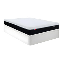 Vente-Unique Ensemble 160 x 200 cm sommier coffre blanc + matelas anti-feu ressorts ensachés 7 zones et mémoire de forme ép.29cm - SIVA de YSMÉE 