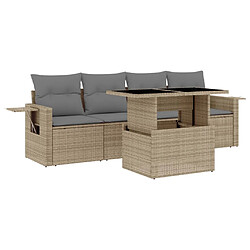 vidaXL Salon de jardin avec coussins 5 pcs beige résine tressée