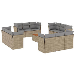 Maison Chic Salon de jardin avec coussins 13 pcs | Ensemble de Table et chaises | Mobilier d'Extérieur beige résine tressée -GKD79516