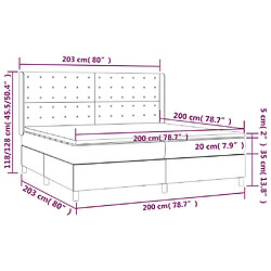 vidaXL Sommier à lattes de lit matelas et LED Gris foncé 200x200 cm pas cher