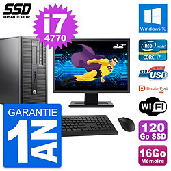 PC Tour HP ProDesk 600 G1 Ecran 22" i7-4770 RAM 16Go SSD 120Go Windows 10 Wifi - Occasion