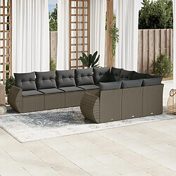 vidaXL Salon de jardin avec coussins 10 pcs gris clair résine tressée 