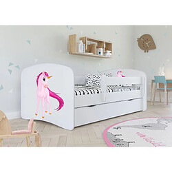 Lit Babydreams licorne blanche sans tiroir, matelas 180/80 