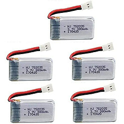 Lot de 5 Batteries Lipo Rechargeables 3.7V 380mAh | Compatible avec Hubsan X4 H107c H107d H107L | Longue durée de vie et haute performance 