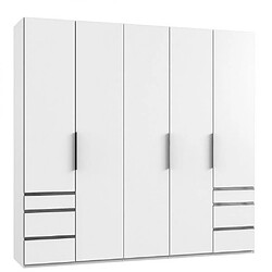 Inside 75 Armoire de rangement LISBETH 5 portes 6 tiroirs blanc 250 x 236 cm hauteur