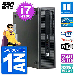 PC HP EliteDesk 800 G1 Core i7-4790 RAM 32Go SSD 240Go Windows 10 Wifi - Occasion