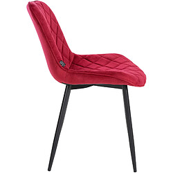 Acheter Decoshop26 Lot de 4 chaises de salle à manger en tissu velours confortable rouge pieds métal noir couture losange CDS10427