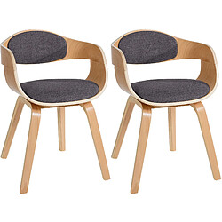 Decoshop26 Lot de 2 chaises de salle à manger design scandinave en tissu gris clair et structure en bois clair 10_0001722 