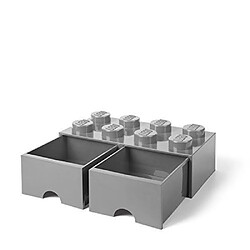 briques Lego tiroir 8boutons, 2tiroirs, empilable, boîte de rangement, 9.4l, gris, 194 - M. Pierre Gris