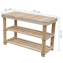 Acheter vidaXL Étagère à chaussures 2 en 1 avec dessus banc 2 pcs Bois massif