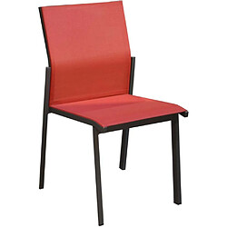 Proloisirs Chaise de jardin empilable Delia graphite et rouge. Chaise de jardin empilable Delia graphite et rouge