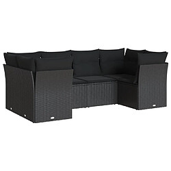 vidaXL Salon de jardin 6 pcs avec coussins noir résine tressée