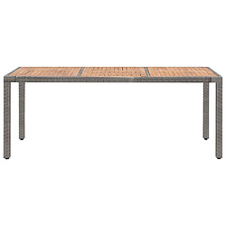 vidaXL Table de jardin Gris 190x90x75cm Résine tressée et acacia