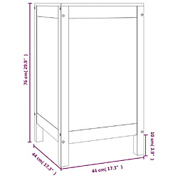 vidaXL Boîte à linge Gris 44x44x76 cm Bois massif de pin pas cher