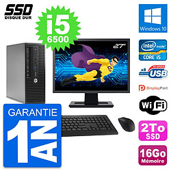 PC HP ProDesk 400 G3 SFF Ecran 27" Core i5-6500 RAM 16Go SSD 2To Windows 10 Wifi · Occasion 