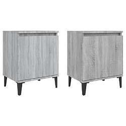 vidaXL Tables de chevet avec pieds en métal sonoma gris 40x30x50 cm