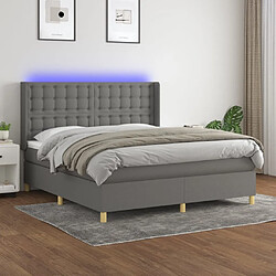 Maison Chic Lit adulte- Lit + matelas + LED,Sommier à lattes de lit matelas LED Gris foncé 160x200 cm Tissu -GKD67466