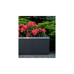 Rattan Art Jardinière en résine tressée avec réserve d'eau et cadre en aluminium 95 x 39 x 43 cm Gris clair.