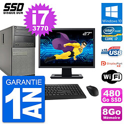 PC Tour Dell OptiPlex 9010 Ecran 27" i7-3770 RAM 8Go SSD 480Go Windows 10 Wifi · Occasion 