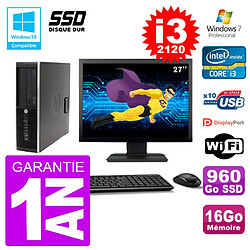 PC HP 6200 SFF Ecran 27" Intel i3-2120 RAM 16Go SSD 960Go Graveur DVD Wifi W7 - Occasion