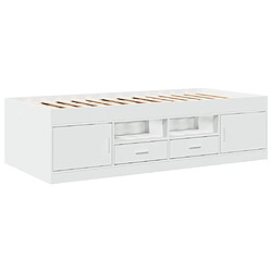 Maison Chic Lit d'appoint | Lit de jour | Lit de repos avec tiroirs blanc 100x200 cm bois d'ingénierie -GKD82588