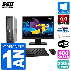 PC HP 6305 Pro SFF Ecran 27" AMD A4-5300B RAM 32Go SSD 480Go Windows 10 Wifi · Occasion 