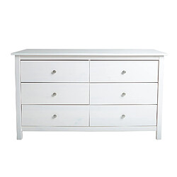 Pegane Commode, meuble de rangement en pin coloris blanc - Longueur 130 x Profondeur 45 x Hauteur 80 cm