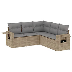 vidaXL Salon de jardin avec coussins 5 pcs beige résine tressée